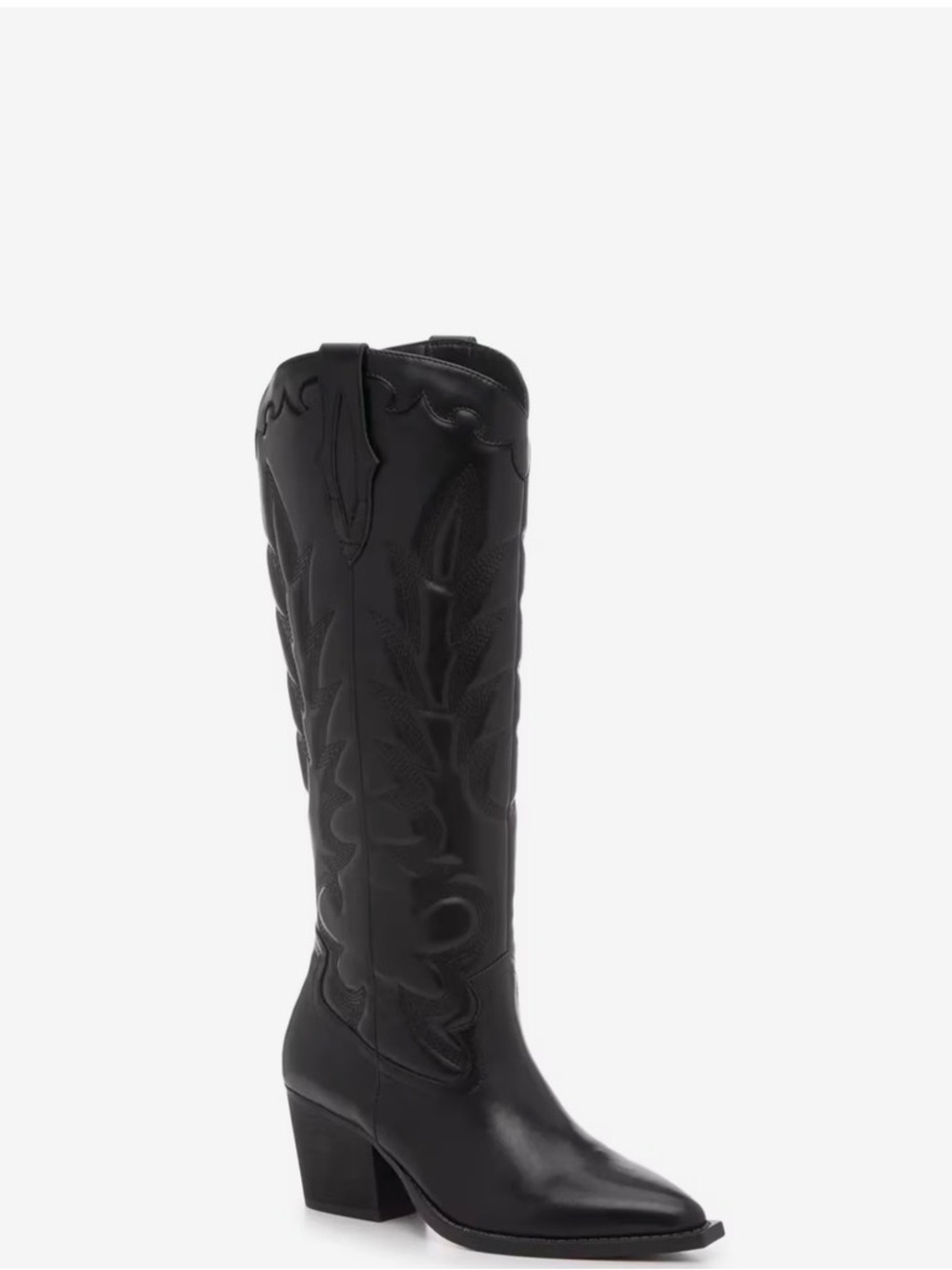 Crown Vintage Black Embroidered Western Knee Boot - Picture 1 of 7